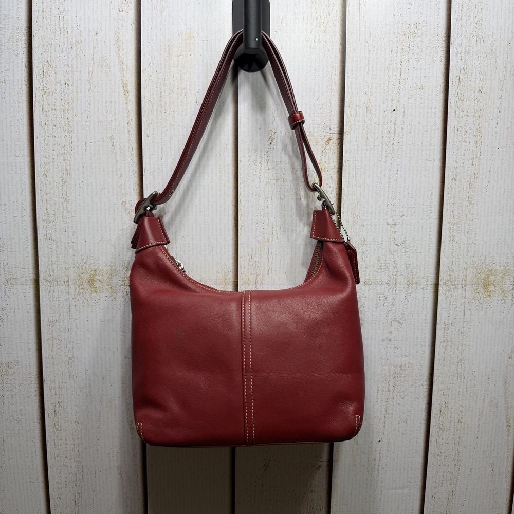Coach Vintage Red Leather Legacy Sling Hobo Bag 9566 Y2K Shoulder Bag - Picture 9 of 13